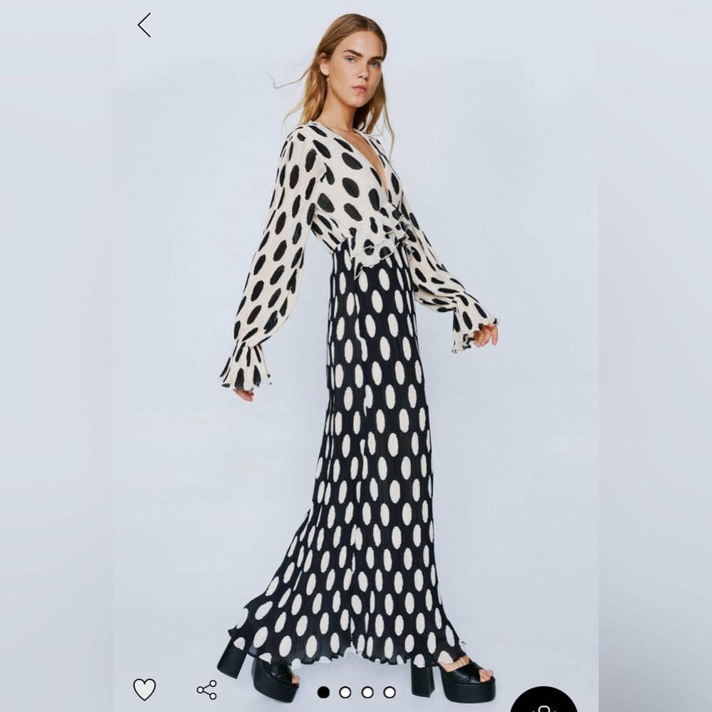 Nasty Gal Polka Dot Pleated Maxi Dress